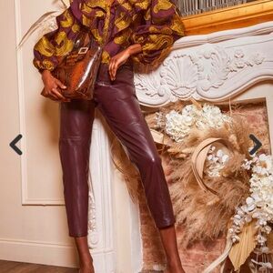 $495 Autumn Adeigbo Women's Black Lykke High-Waist Faux-Leather Pants Size 32